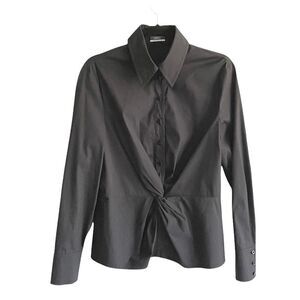 Orwell Black Popover Shirt Button Front Twist Stretch Shirt Blouse 12